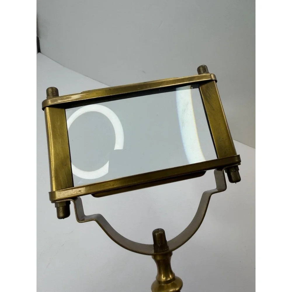 Brass Rectangular Magnifier with Wooden Handle & Nautical Brass Inlay